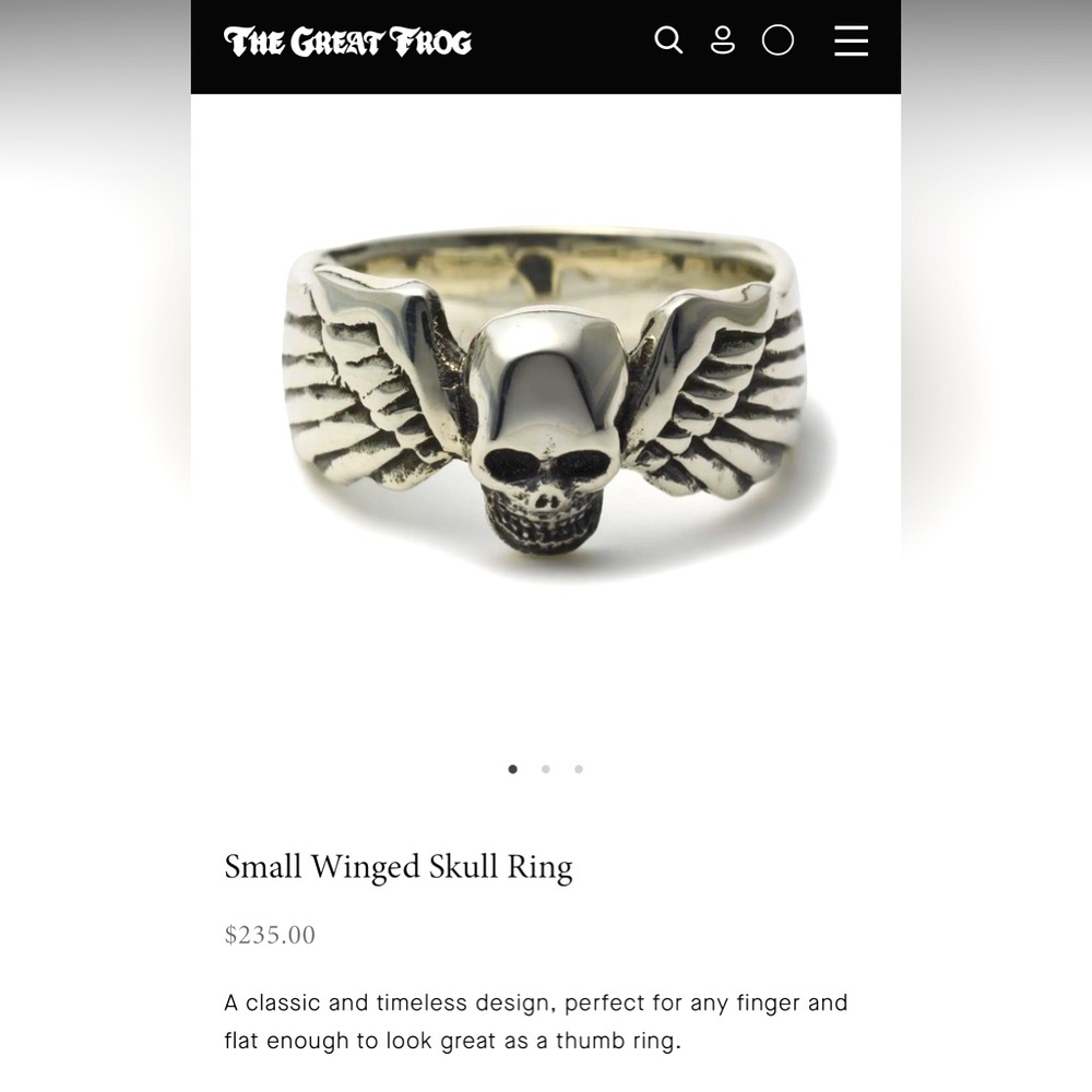 The Great Frog —Small Winged Skull Ring